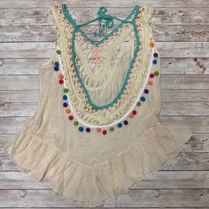 Cream Coverup Crochet PomPoms